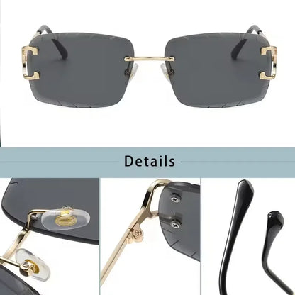 2025 Rimless Square Sunglasses Men Cupronickel Fashion Punk Gradient Sun Glasses Vintage Trendy Small Frame Eyewear UV400