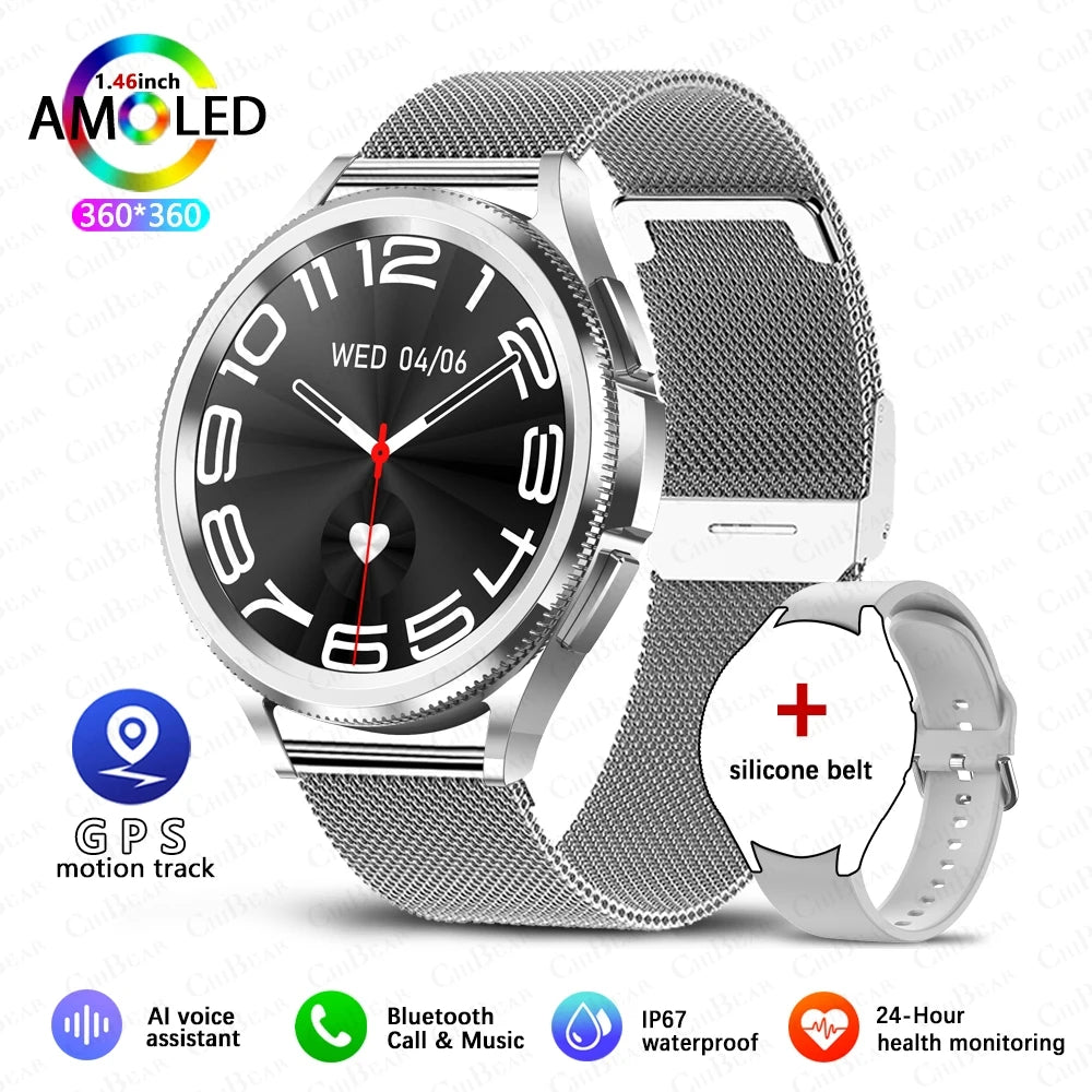 For Samsung Galaxy Watch6 Classic Smartwatch Men GPS Sports Health Heart Rate Waterproof Bluetooth Call Smart Watch 2024 New