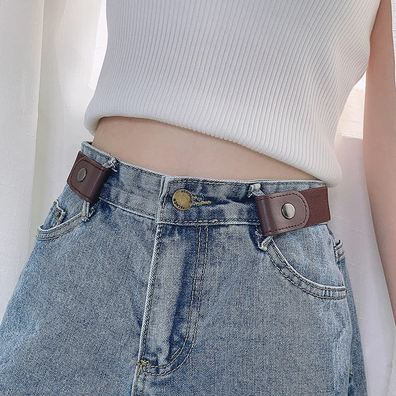 New Adjustable Belts Women Buckle-Free Waist Jeans Pants Stretch Elastic Waist Men Canvas Belt Lazy Invisible Seamless Belt