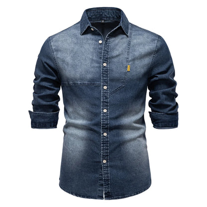 AIOPESON 2025 Men's Quality Cotton Denim Slim Fit Long Sleeve Cowboy Style Shirt For Men Spring Casual Men's Shirts