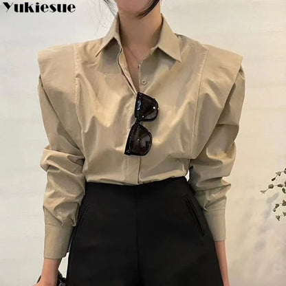 Women's Shirt Autumn 2025 New Chic Long-Sleeve Loose Blouses Street Elegant Tops Shirt OL office women blouses and tops shirts