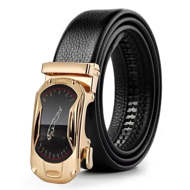 105 130 140 150 160 170cm Plus Size Leather Belt Metal Alloy Automatic Buckle Brand Luxury Designer Waist Belts for Men Jeans