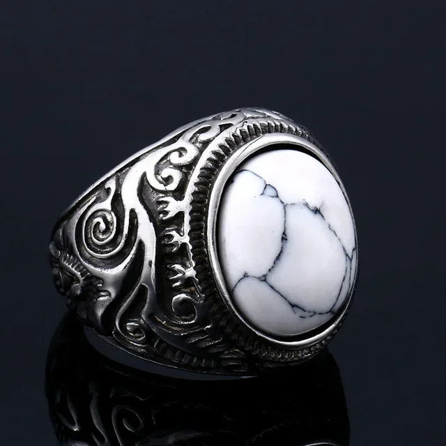 2024 new  316L Stainless Steel Vintage White And Tiger Eye Brown Eye Men's Ring Fashion High Quality Jewellery