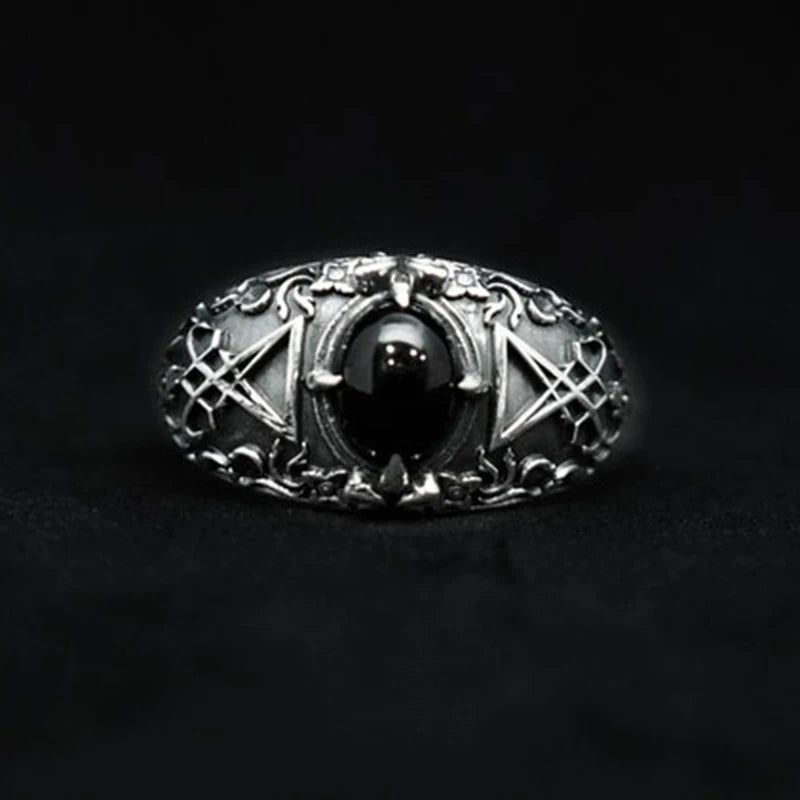 Dropshipping Vintage Sigil Lucifer Rock Ring 316L Stainless Steel Seal of Satan Rings for Men Male Punk Rock Jewelry Gift