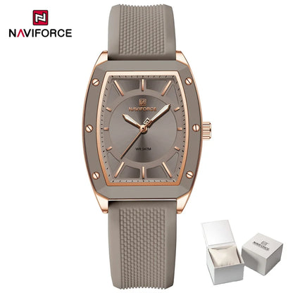 NAVIFORCE Women Quartz Watches Silicone Strap Student Sports Watch Big Dial Simple Tonneau Waterproof Wristwatches Dropshipping