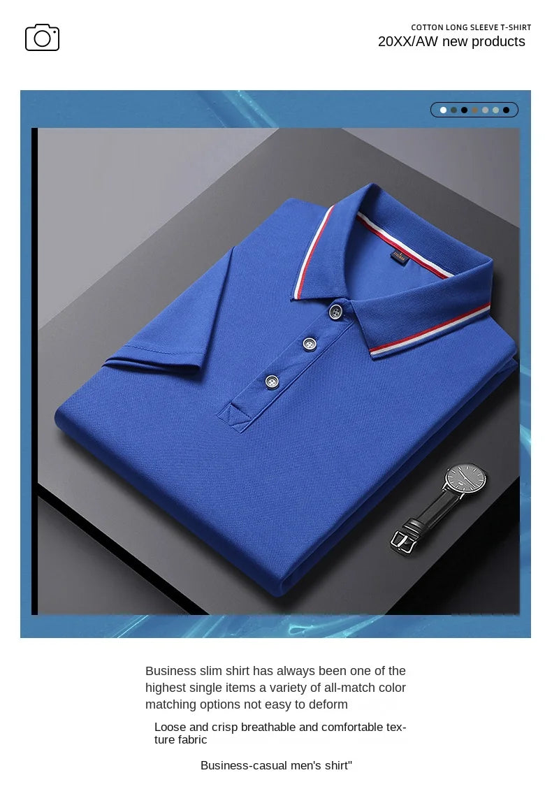 2024 Solid Color Polo Shirt Men's Business Polo Collar Half sleeved Top 2024 Summer Casual Short sleeved T-shirt for Men an