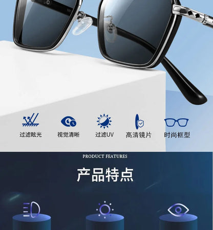 New Men's Large Frame Polygon Sunglasses Men Metal Frame Fashion Sun Glasses Outdoor Driving Fishing Eyewear UV400 Oculos De Sol