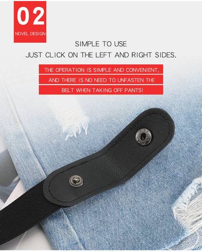 2pcs/set No Buckle Elastic Belt For Women Men Unisex Stretch Belt For Pants Jeans Casual Buckle Free Adjustable Invisible Belt