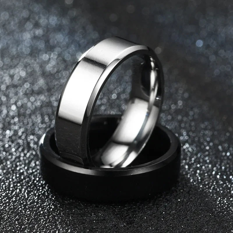 Fashion Charm Jewelry Ring for Men Women Stainless Steel Black Rings Wedding Engagement Band Quality Matte Male Jewelry