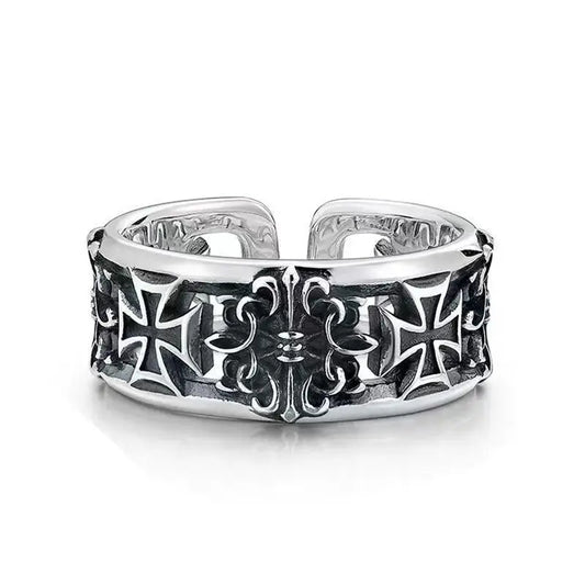 New retro cross hip-hop punk style niche opening ring for men