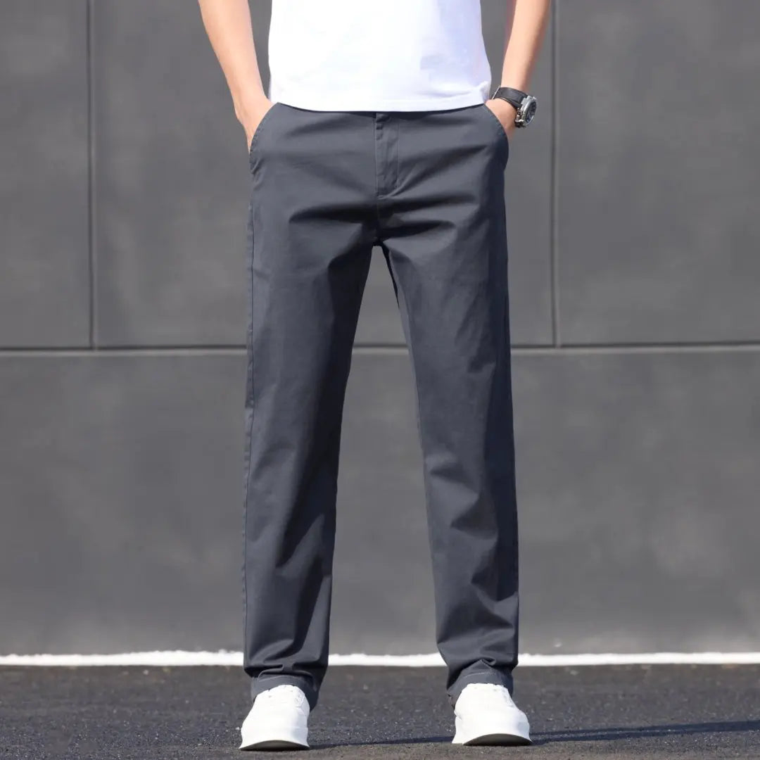 2025 Stretch Men Pants Straight Fit Cotton Golf Trouser Male Spring Summer Formal Dress Office Work Casual Black Navy Blue Khaki