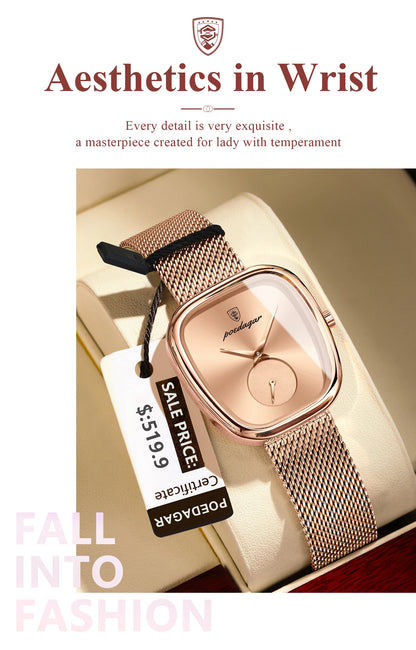 POEDAGAR Luxury Fashion Elegant Ladies Watch Waterproof Watch for Woman Mesh Stainless Steel Quartz Women's Watches Female Reloj