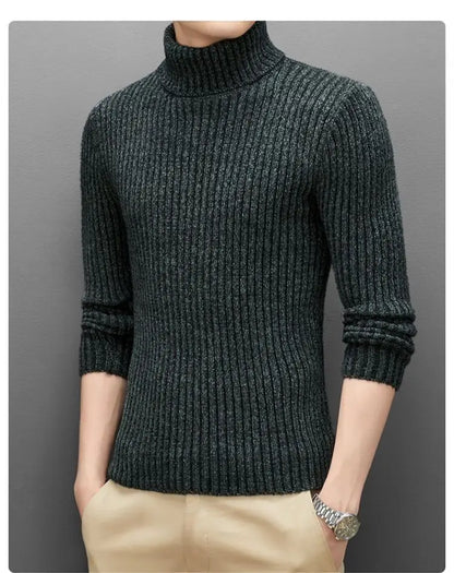 Trend Fashion Autumn Winter Sweaters Men Solid Turtleneck Mink Cashmere Thicken Smart Casual Long Sleeve Pullovers Knitted Tops