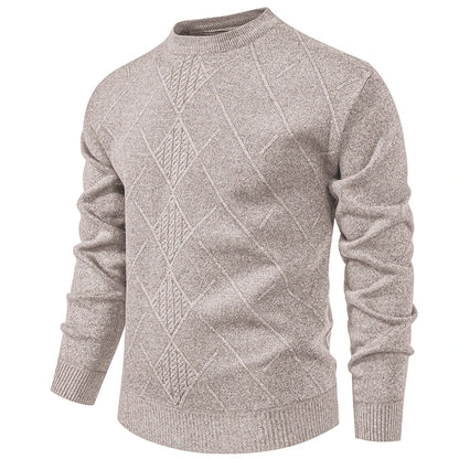 Autumn Winter Thick Knit Pullovers Men Solid Color Geometric Fashion Slim Fit Knitted Sweaters Mens Warm Casual Knitting Sweater