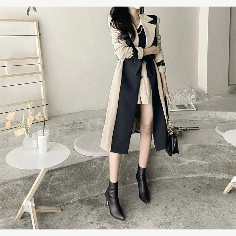 Autumn Mature Style Women's Trench Coat Thin Lined Khaki Coats Lengthened Windbreaker Mature Women Clothing