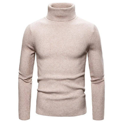 Autumn Winter New Men's Turtleneck Sweater Male Version Casual All-match Long Sleeved Stripes Knitted Sweater Pullover