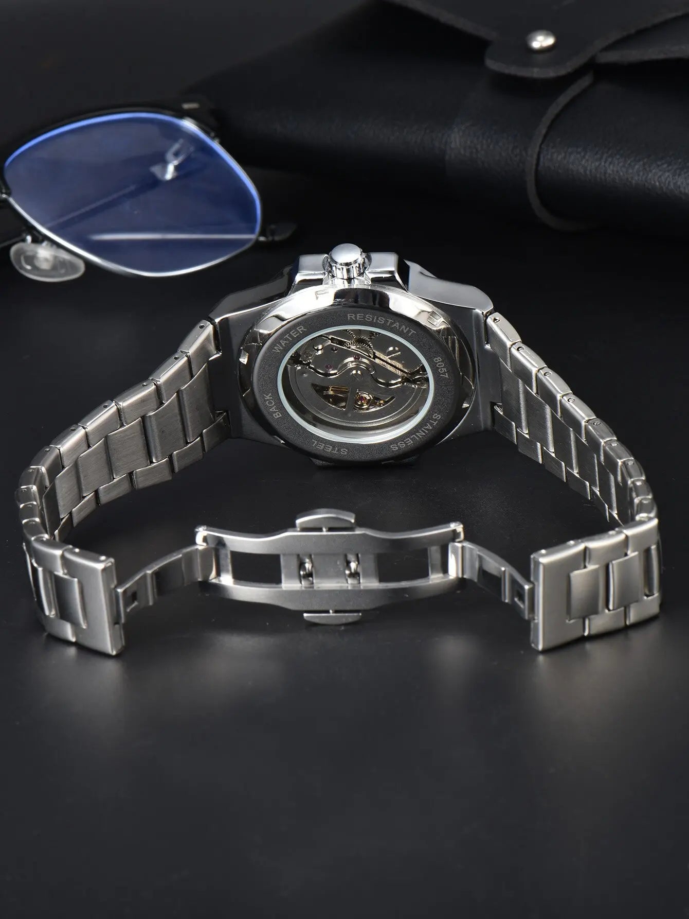 LONGLUX automatic man watch  luxury wholesale mechanical wristwatches stainless steel skeleton waterproof  mens watch men gift