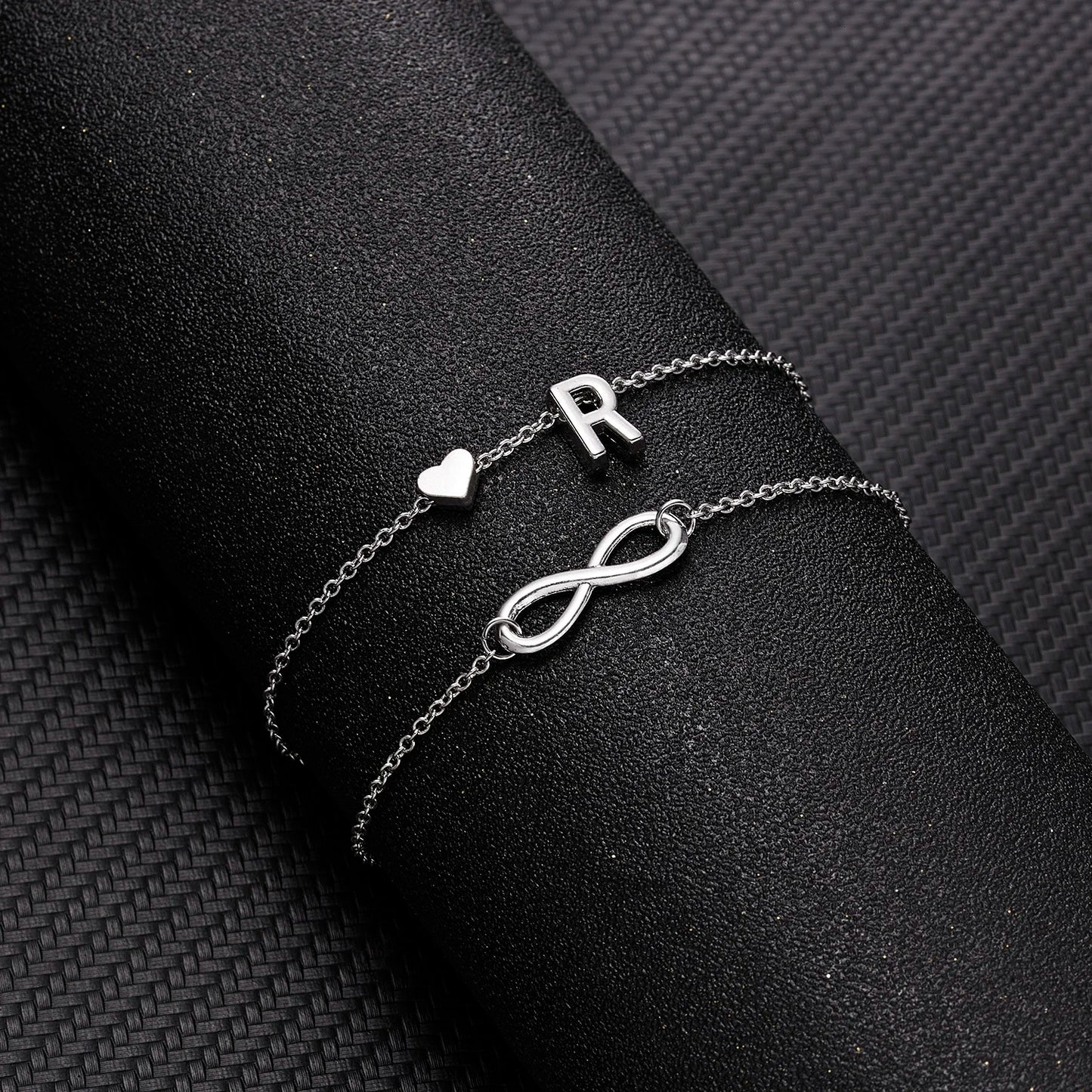 Bohemia A-Z Letter Initial Anklet For Women Silver Color Initial Heart Anklet Bracelet Leg Chain Beach Party Travel Foot Jewelry