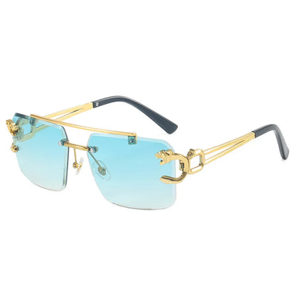 Fashion Retro Cheetah Decoration Sunglasses for Women Men Metal Steampunk Sun Glasses Summer UV400 Trendy Rimless Eyewear