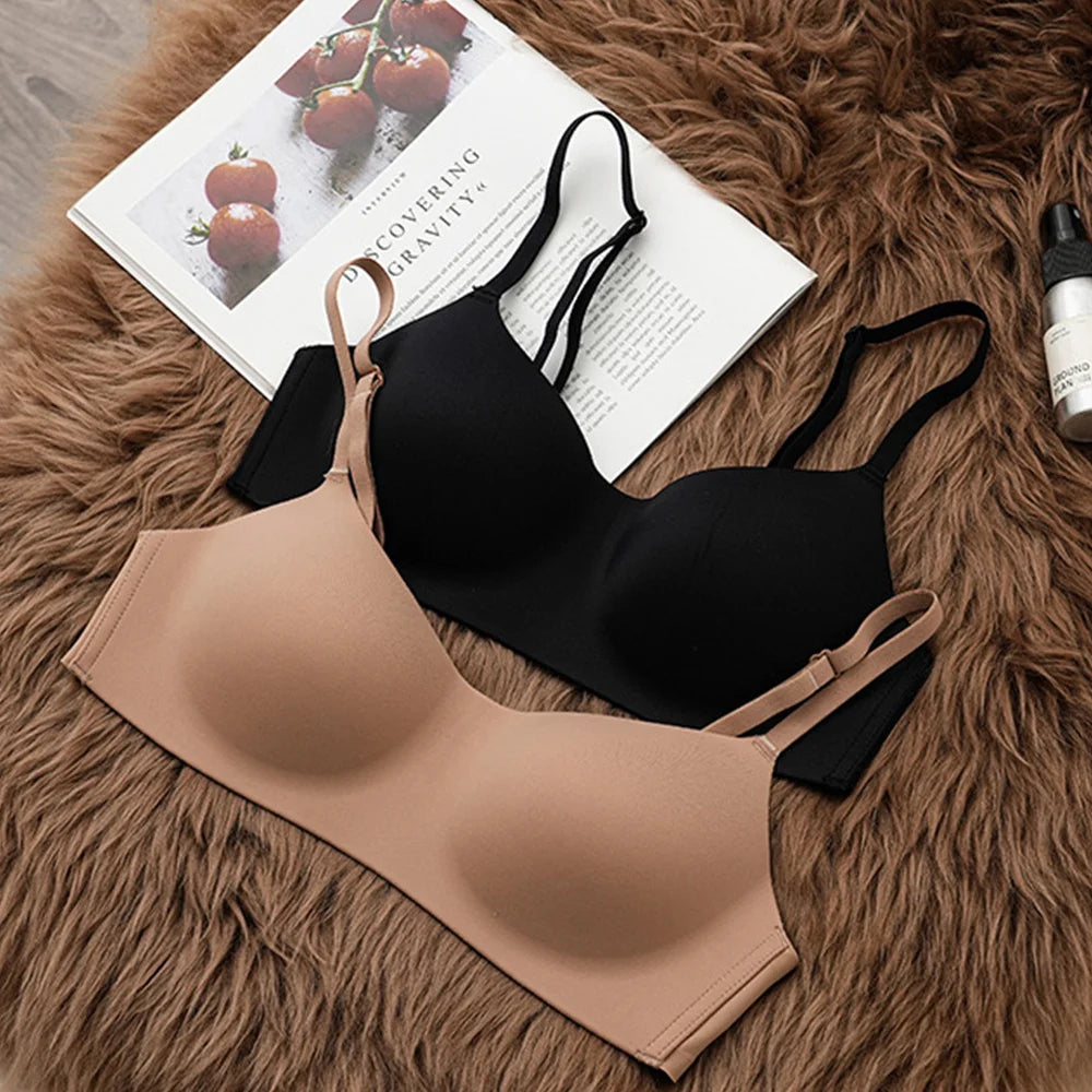 Seamless Underwear Thin Soft Comfort Women Push-Up Bra Sexy Beauty Back Non-Wire Solid Color Bras For Ladies Female Lingerie