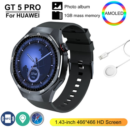 New GT 5 Pro Smart Watch Men Women 1GB Memory 466*466 HD Screen SmartWatch Heart rate Blood oxygen GPS tracker NFC Smartwatch