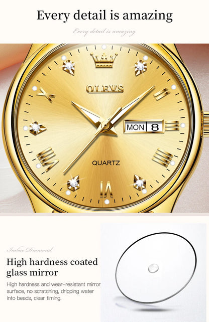 OLEVS Women Wrist Watch Original Watches for Ladies Waterproof Stainless Steel Luxury Quartz Woman Wristwatch Gold Reloj Hombre