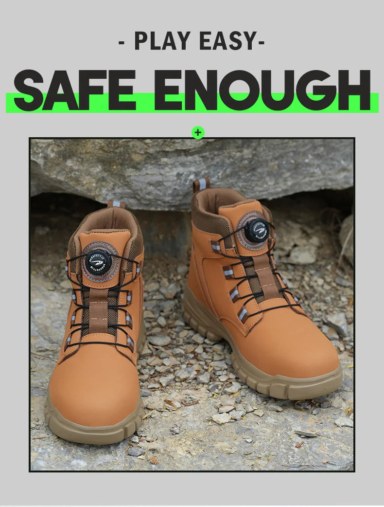 Waterproof Safety Boots Men Indestructible Steel Toe Work Boots Anti-smash Stab-resistant Safety Shoes Biker Botas Para Hombre