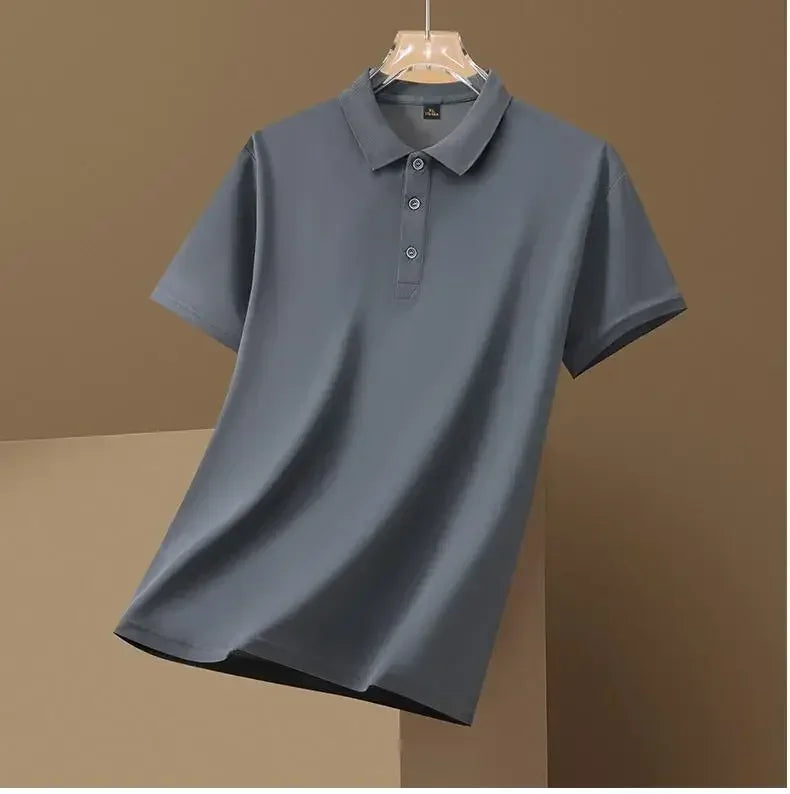 Summer Office Fashion Casual Lapel POLO Shirt Men's Top Short-sleeved T-shirt Breathable Soft and Comfortable Street Casual Top