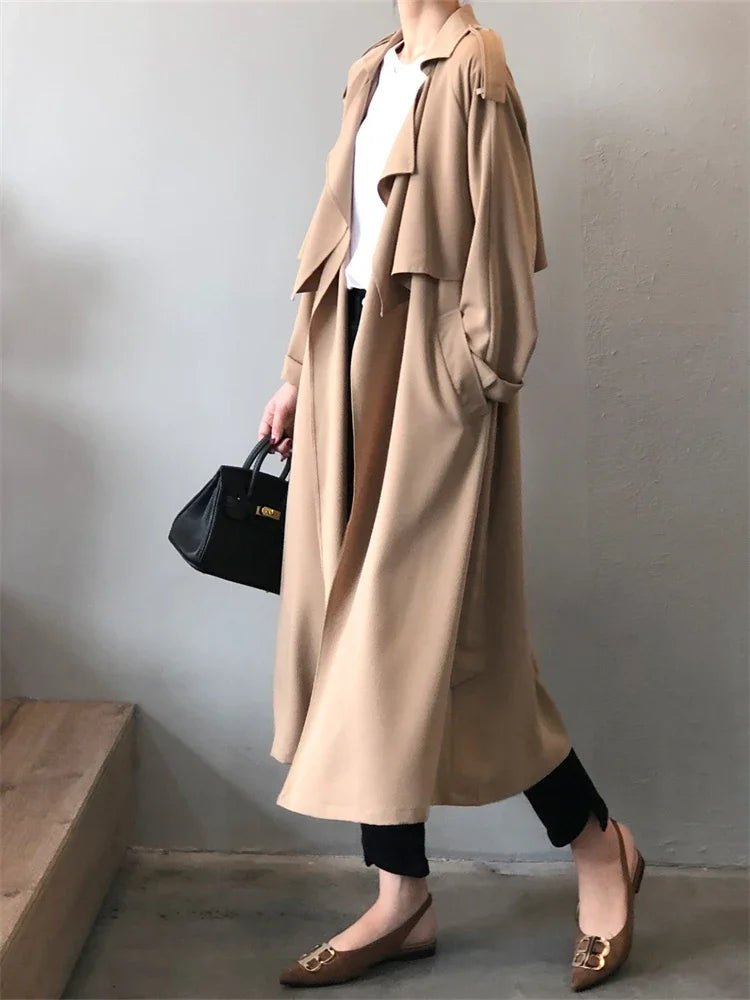 Winter Women Coat Female Trench Jacket Vintage Maxi Classic Long Trench Women Coat Oversize Female Windbreaker Blazers  Coat