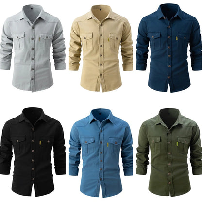 New Spring Cotton Social Shirt Men Solid Color High Quality Long Sleeve Shirt for Men Lapel Casual Social Men's Shirts