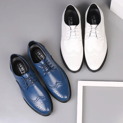 Handcrafted Mens  Oxford Shoes Genuine Calfskin Leather Brogue Dress Shoes Classic Business Formal Shoes Man