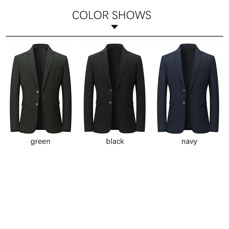 BROWON Brand Business England Style Men Suit Slim Fit Easy Care Spring Autumn Wedding Black Formal Blazer for Men Clothing