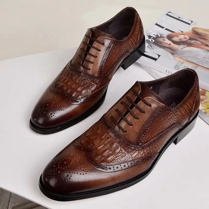 Men casual shoes Brock Oxford retro crocodile leather men formal spring and autumn 2022 new 's for