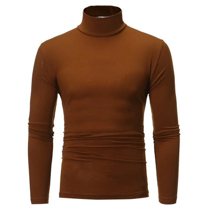 New Fashion Base Tee Shirt Men Slim Fit Knit High Neck Pullover Turtleneck Sweater Tops Shirt