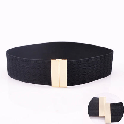 New Wide Elastic Black Belt Dress Stretch Waist Belts Women Dress Coat Accessories Waistband Corset Waist Metal Buckle Lady