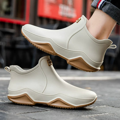 New Rain Shoes Ankle Women Waterproof Shoes Rain Boots Men Anti-slip Wear-resistant Plush Fashion Kitchen Summer Winter