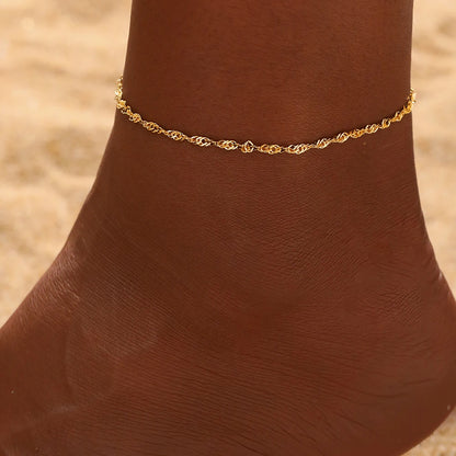 Stainless Steel Anklet Simple Popular Multi-Layer Chain Lovely Carved Delicate Anklet For Women Jewelry Party Gifts Daily Wear