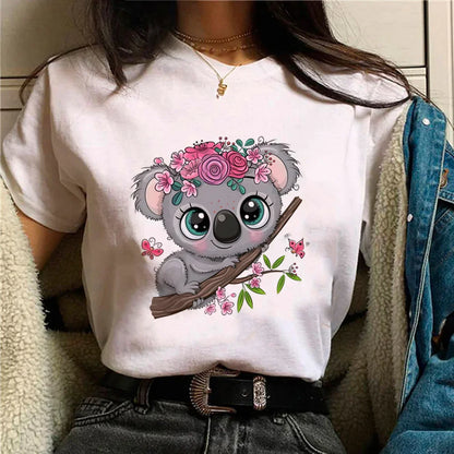 Owl T-shirt Girl Aesthetic Graphic Women Retro Comfortable T-shirt Pop Culture Colorful Kawaii Psychedelic Punk 2000s