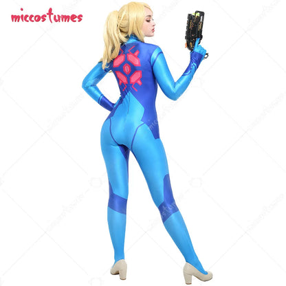 Miccostumes Women's Samus Cosplay Costume Anime Women Zentai Hallowen Jumpsuit Bodysuit