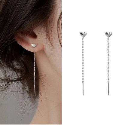 Drop Ear Line Long Hanging Earrings for Women Rose Gold Color Zircon Crystal Piercing Threader Earing Ear Accessories Jewelry