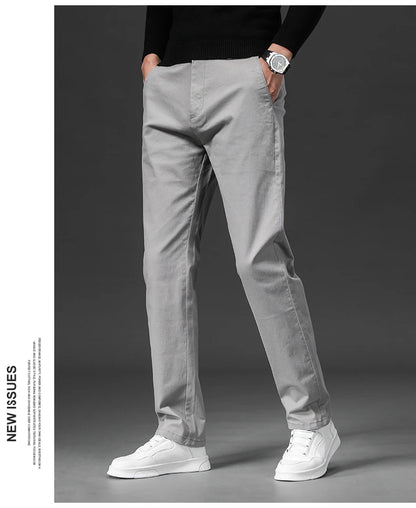 New in Spring Casual Pants Men Straight Fit Cotton Stretch Chino Trouser Male Formal Work Business Dress Khaki Fashion Regular