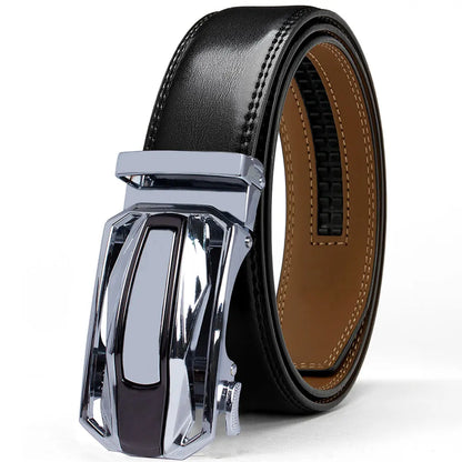 Men Belt Genuine Leather Cow Strap Automatic Belt Sports Car Brand Fashion Automatic Buckle Waist Strap Black Male Belts for Men