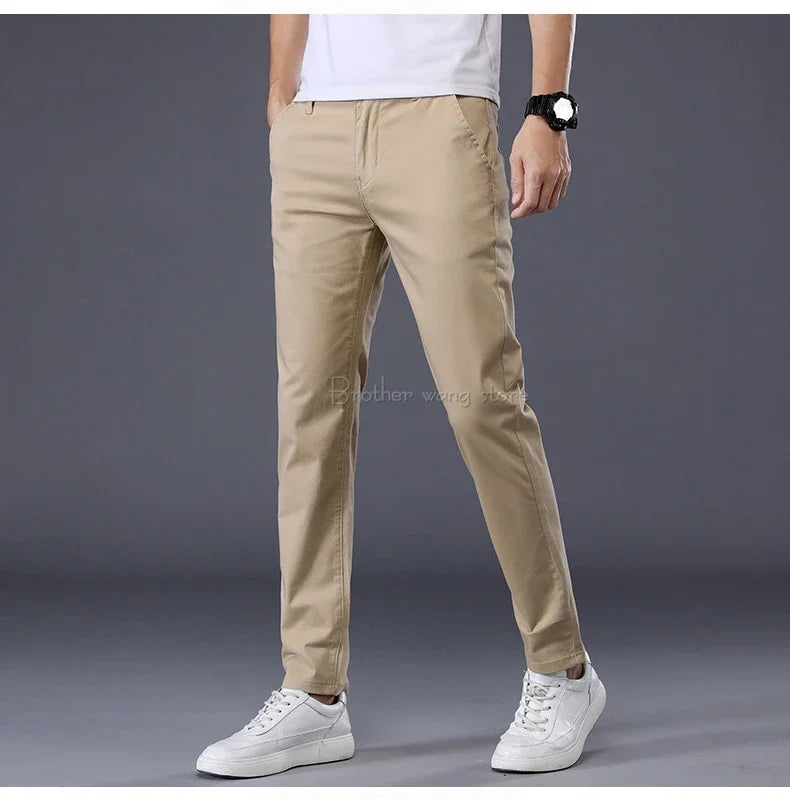 7 Colors Men's Classic Summer Thin Casual Pants Business Fashion Stretch Cotton Slim Solid Color Trousers Male Brand Clothes