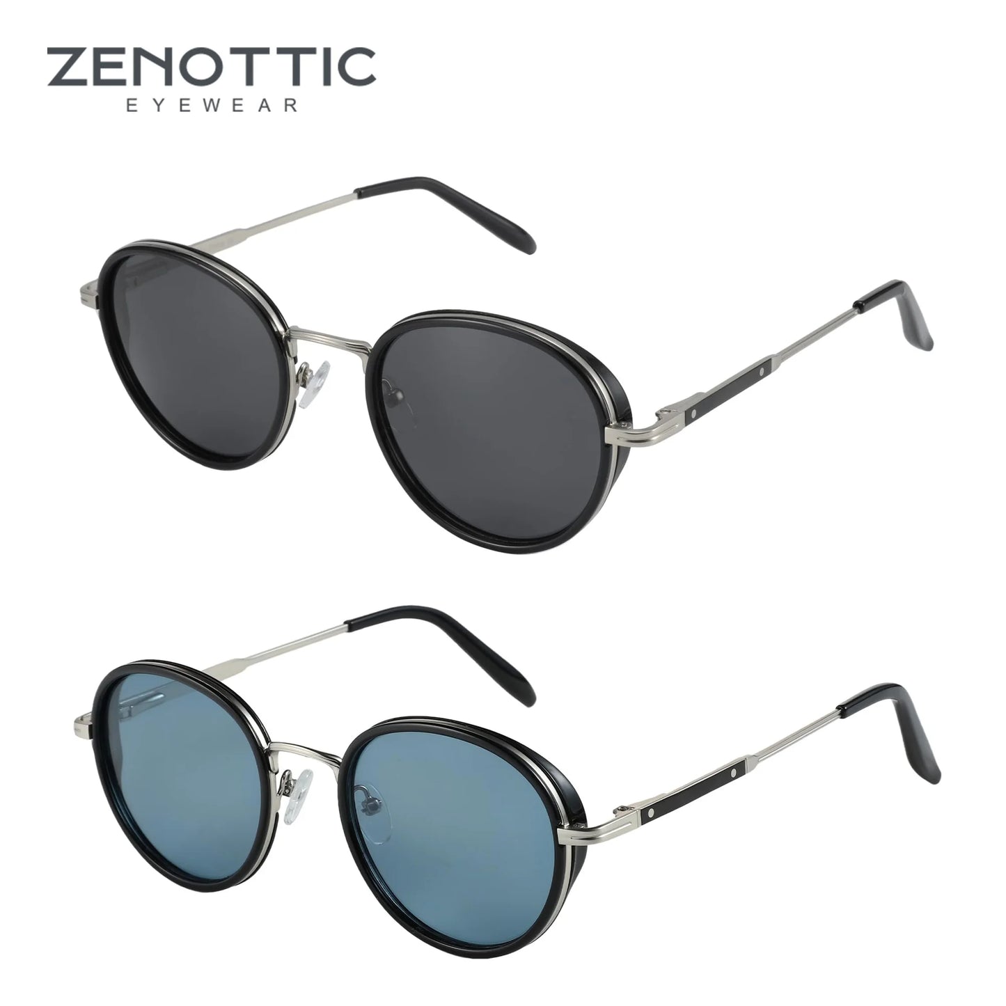 ZENOTTIC 2024/2025 Steampunk Sunglasses Round/Square Polarized Sun Glasses for Women Men Vintage UV400 Shades 430002