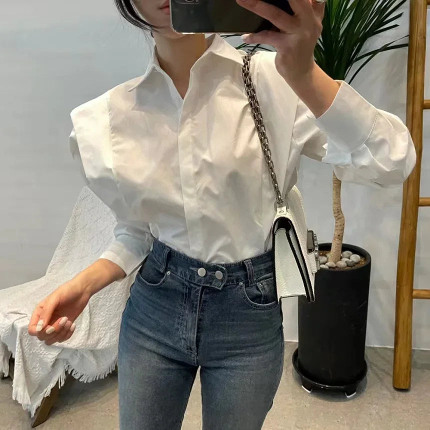 Women's Shirt Autumn 2025 New Chic Long-Sleeve Loose Blouses Street Elegant Tops Shirt OL office women blouses and tops shirts