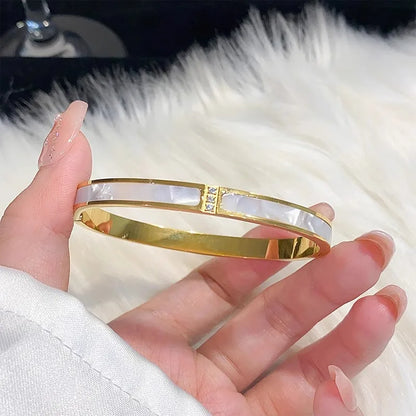 Stainless Steel Gold Plated Luxury Handmade Crystal Accessory Women Wrap Bangle Bracelet Jewelry Non Tarnished