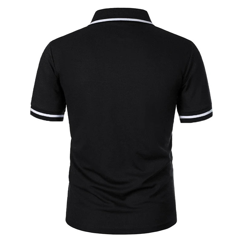 New Men's Short Sleeve Polo Shirts Solid Color Casual T-shirt Summer Trendy Breathable Loose Basic Splice Top Pockets Men Shirts