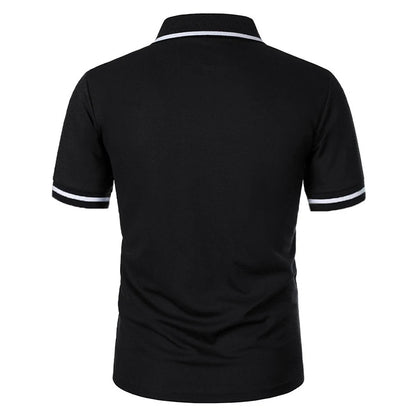 New Men's Short Sleeve Polo Shirts Solid Color Casual T-shirt Summer Trendy Breathable Loose Basic Splice Top Pockets Men Shirts