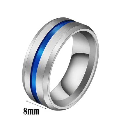 UAGE Hot Sale Groove Rings Black Blu Stainless Steel Midi Rings For Men Charm Male Jewelry Dropshipping