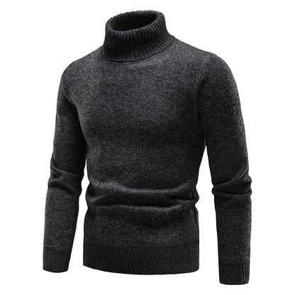 Autumn Winter Fleece Sweater Men Thicker Turtleneck Warm Pullover Slim Fit Man Clothes Luxury Brand Black Brown Jumpers Elastic